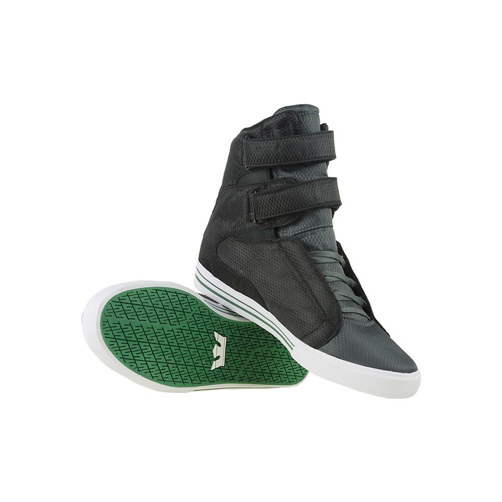 Baskets Montantes Supra TK Society Noir Black/Green Nylon Homme | JCX-40560970